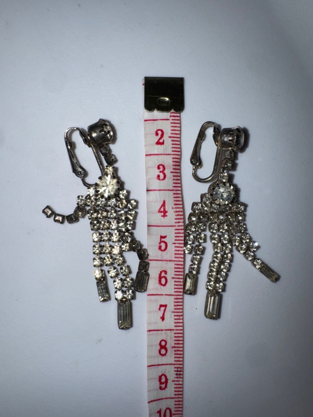 Crystal Fringe Drop Earrings - 1960s | vintage clip on